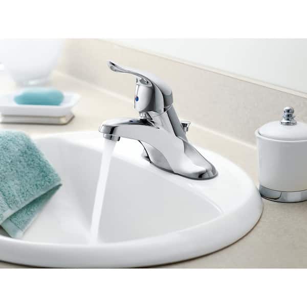 Chateau 4 in. Centerset Single-Handle Low-Arc Bathroom Faucet with Metal/Plastic Drain Assembly in Chrome (1/2 in