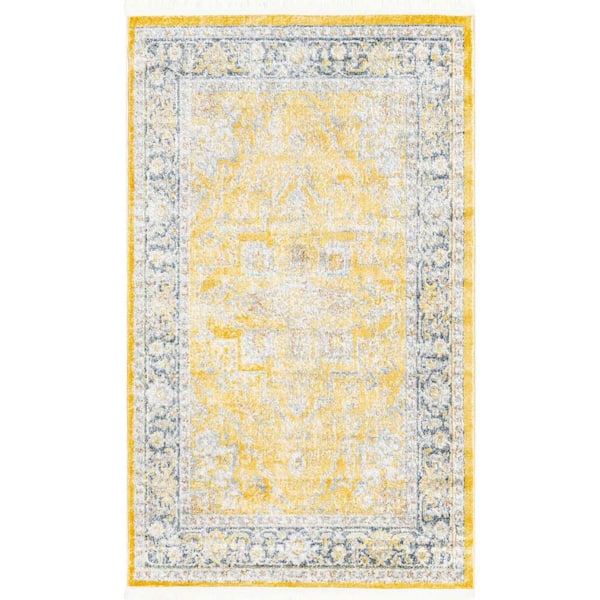 Unique Loom Baracoa Prado Yellow 3' 3 x 5' 3 Area Rug