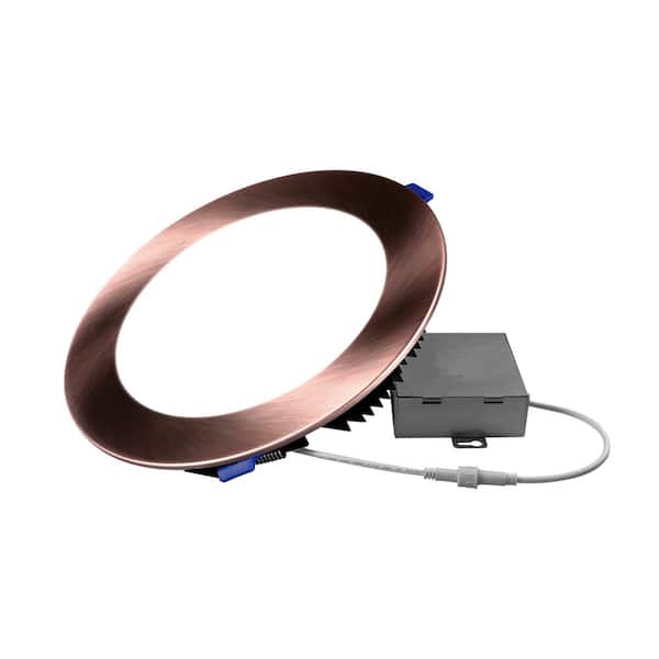 NICOR DLE 8 in. Round 5000K Aged Copper Remodel IC-Rated Recessed Integrated LED Edge Lit Downlight Kit