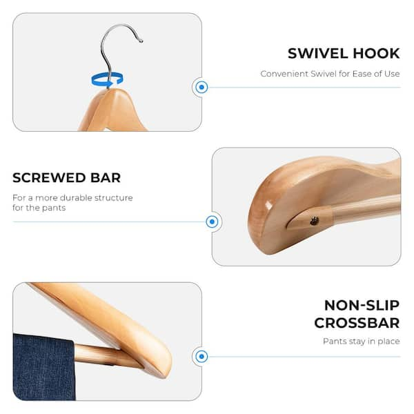 Buy ADA Premium Natural Wood Suit Hangers with 360 Degree Swivel