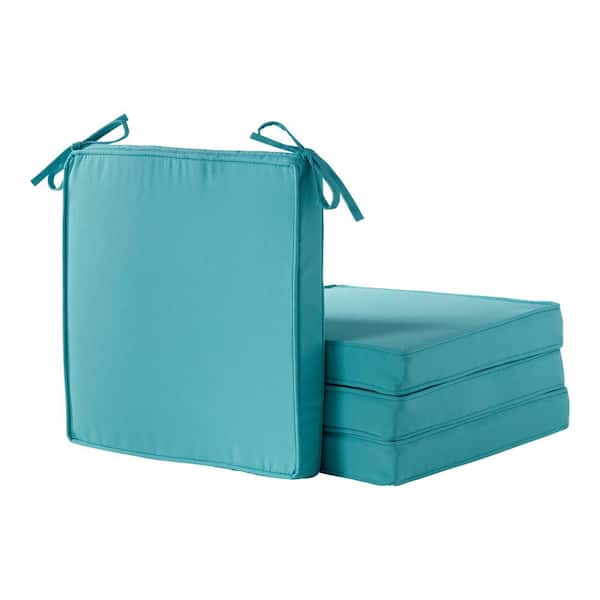 Greendale Home Fashions 18 in. x 18 in. Teal Square Outdoor Dining Seat Cushion (4-Pack)