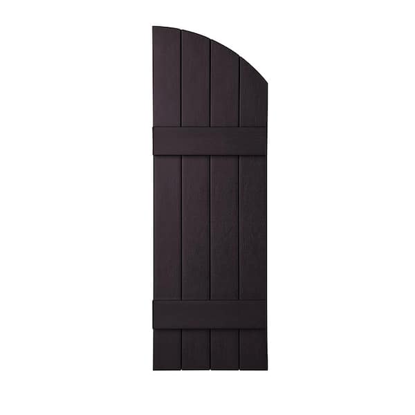 Ply Gem 15 in. x 41 in. Polypropylene Plastic 4-Board Closed Arch Top Board and Batten Shutters Pair in Dark Berry