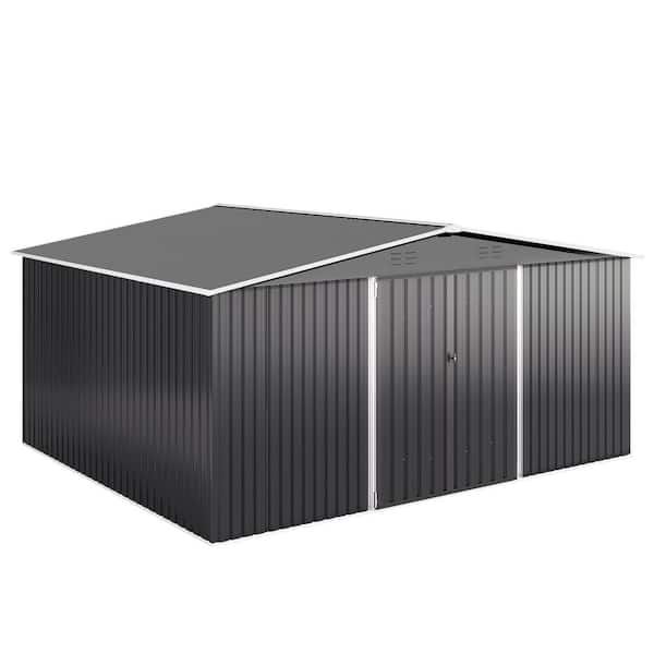 14 ft. W x 12 ft. D Metal Garden Storage Shed with Lockable Doors and Vents(168 sq. ft. )