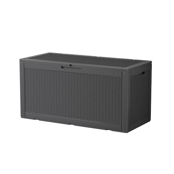 100 Gal. Black Waterproof Resin Deck Box for Patio Cushions, Gardening Tools, Accessories