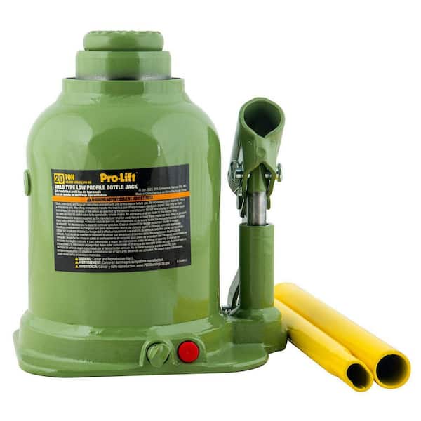 Pro-Lift Welded Bottle Jack 20 Ton Low Profile (40,000 Lbs) Capacity  Hydraulic Lifting with Side Pump Two-Piece Handle