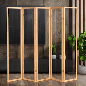 6 ft. Tall Clear Plastic Partition Natural 5 Panel