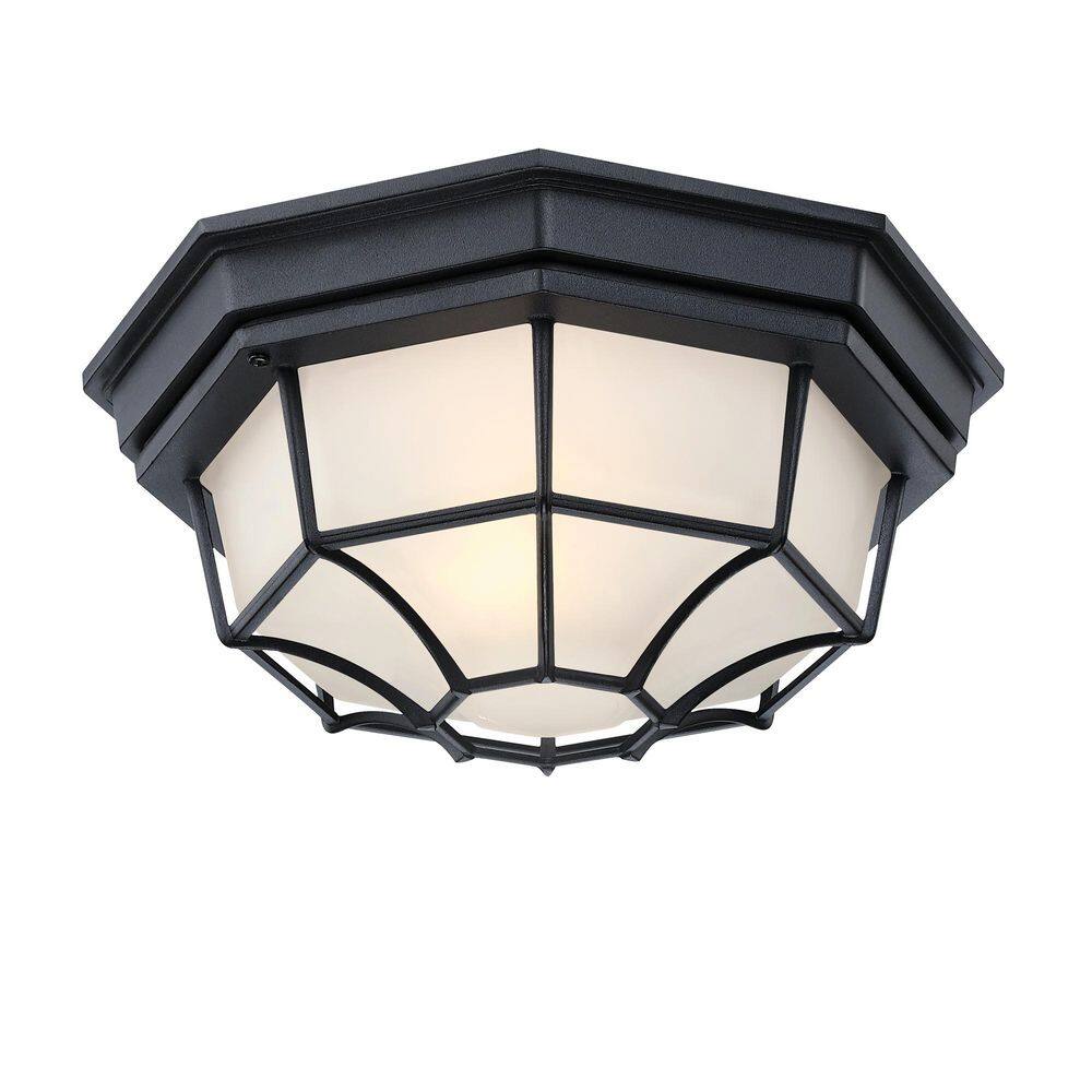 Avex 11.42 in. 1-Light Textured Black Semi-Flush Mount with Frosted Glass Shade and No Bulbs Included price history on PriceWatchPro