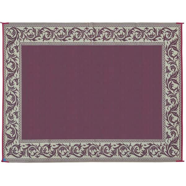 Ming's Mark 8 ft. x 20 ft. Classical Burgundy/Beige Reversible Mat