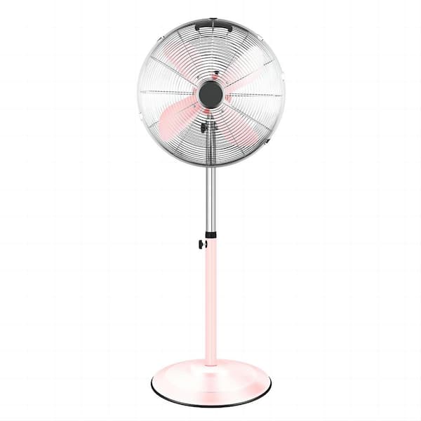 dubbin Premium Metal Pink Stand Fan with Adjustable Height, 3 Speed Settings and Low Noise Operation