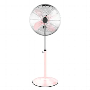 Premium Metal Pink Stand Fan with Adjustable Height, 3 Speed Settings and Low Noise Operation