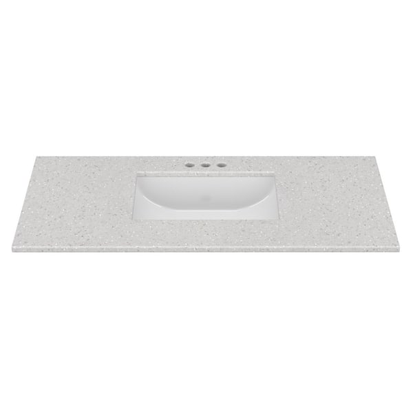 43 in. W x 22 in. D Cultured Marble Rectangular Undermount Single Basin Vanity Top in Silver Stream