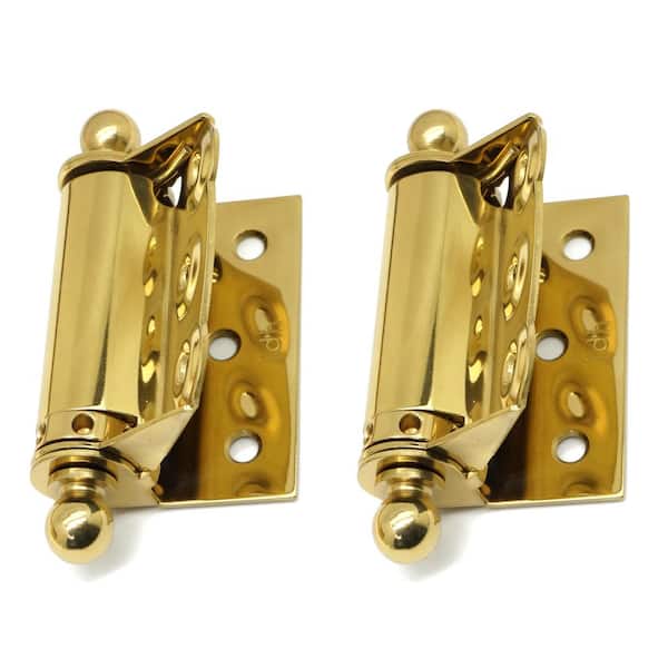 idh by St. Simons 1-1/2 in. x 2-3/4 in. Unlacquered Solid Brass Adjustable Half Surface Screen Door Hinge with Ball Finials (1-Pair)