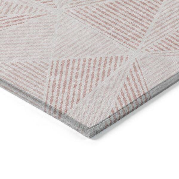 Blush, Pink 10 ft. x 14 ft. Woven Geometric Polyester Rectangle Indoor/Outdoor Area Rug