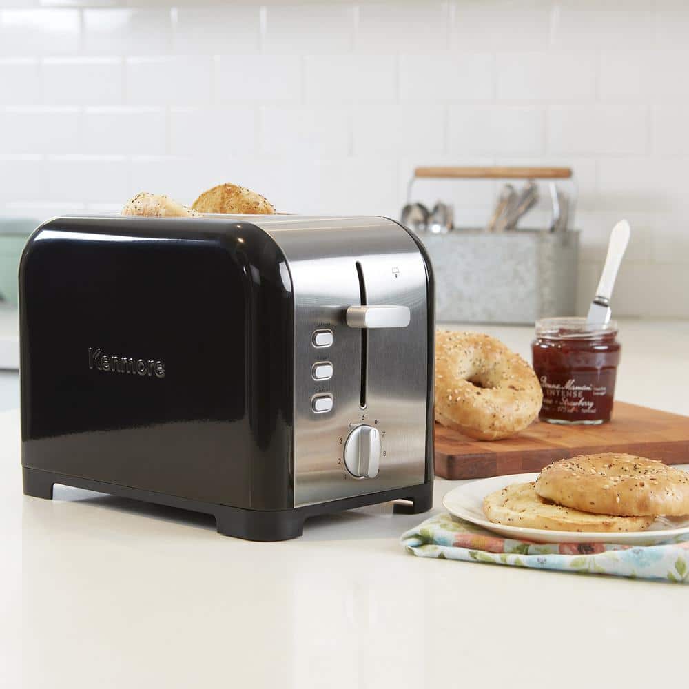 Kenmore Black Stainless Steel 2-Slice Wide Slot Toaster
