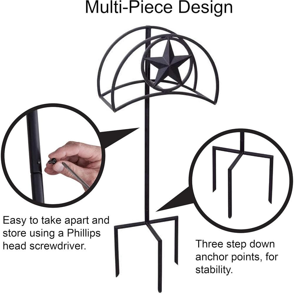 Black Steel Decorative Garden Hose Stand with Star Design