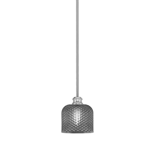 Unbranded Albany 60-Watt 1-Light Brushed Nickel Pendant Mini Pendant Light Smoke Textured Glass and Light Bulb Not Included