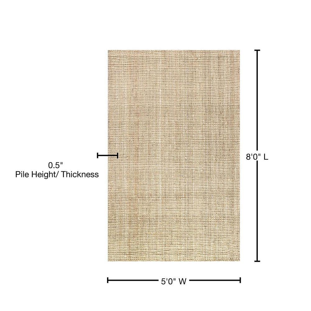 Ivory Braided Jute Handmade Reversible Rectangular Rug