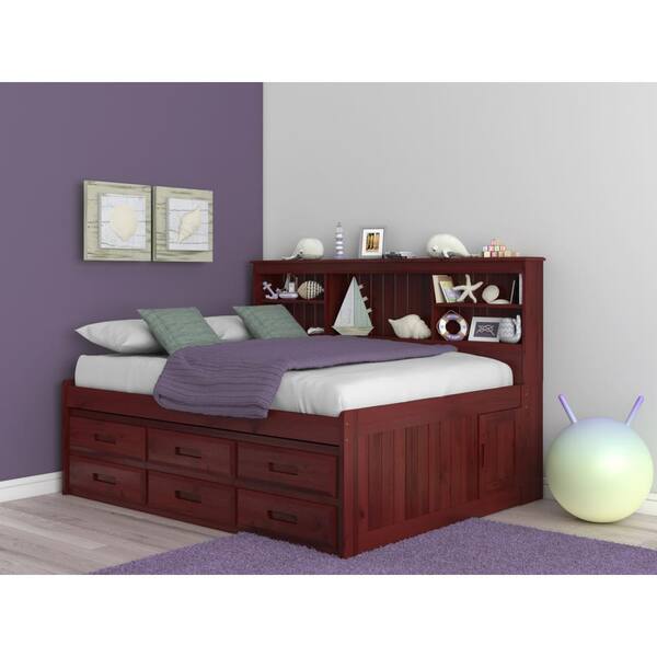 Office Furniture Merlot Mission Brown, Full Bookcase Daybed With 6 Drawers
