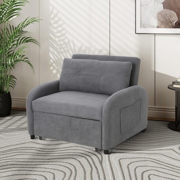 CHRISTOPHER KNIGHT HOME Verona 3-in-1 Modern 70.47 in. Polyester Upholstered Twin Sleeper Sofa Chair with Pillow, Pocket, Grey