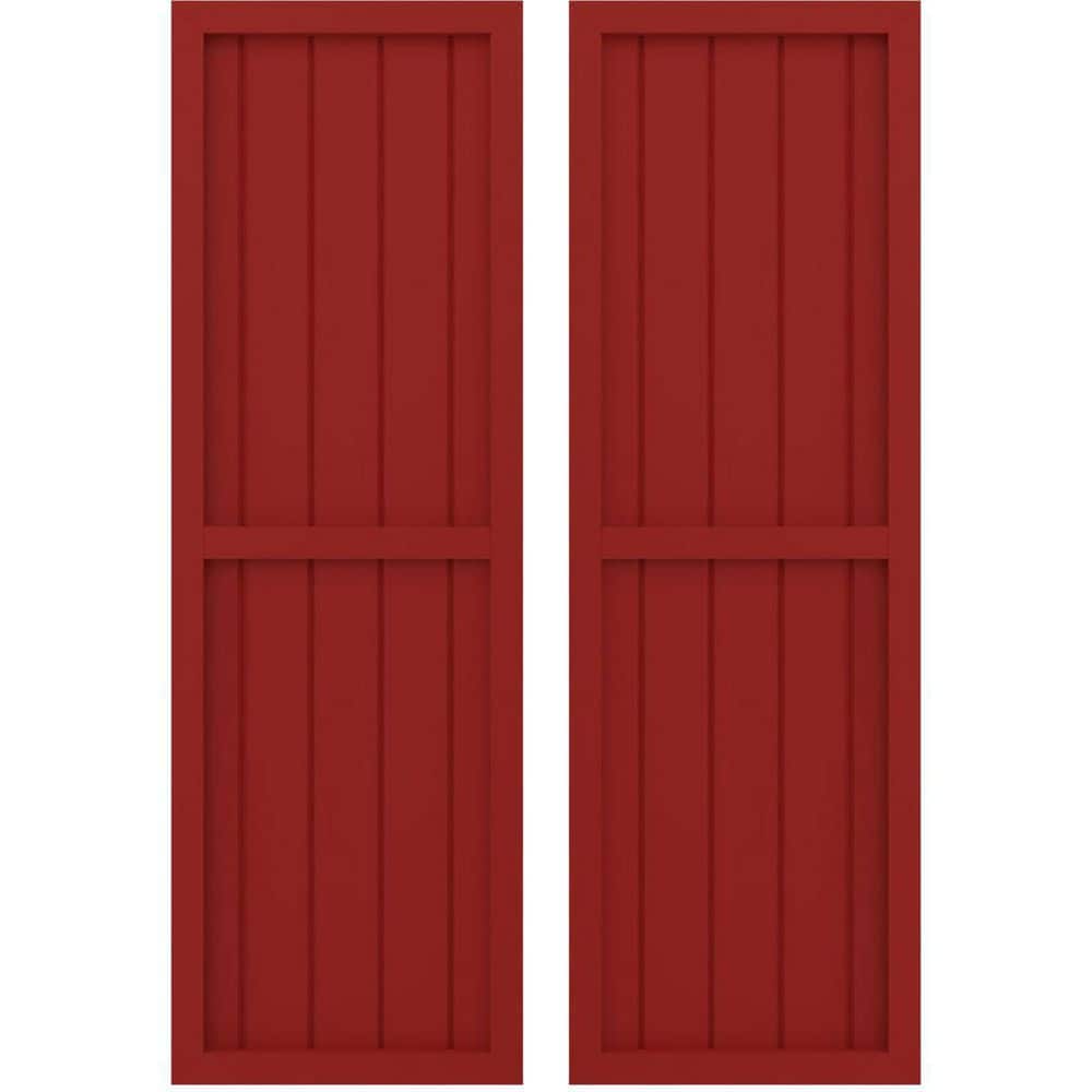 17-1/2-in W x 35-in H Americraft 5 Board Exterior Real Wood Two Equal Panel Framed Board and Batten Shutters Fire Red price history on PriceWatchPro