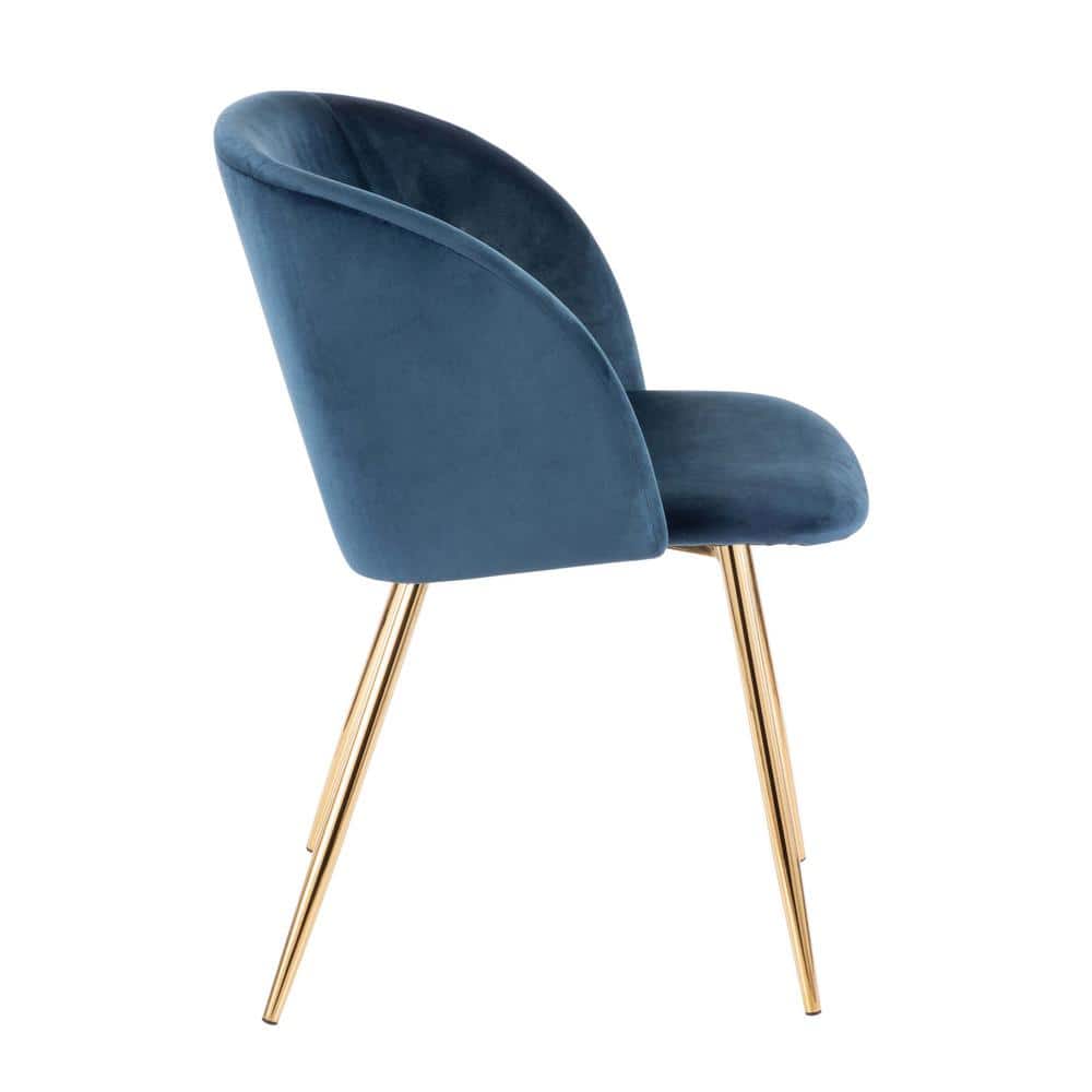 Mid-Century Blue Velvet Upholstered Arm Chair with Metal Legs