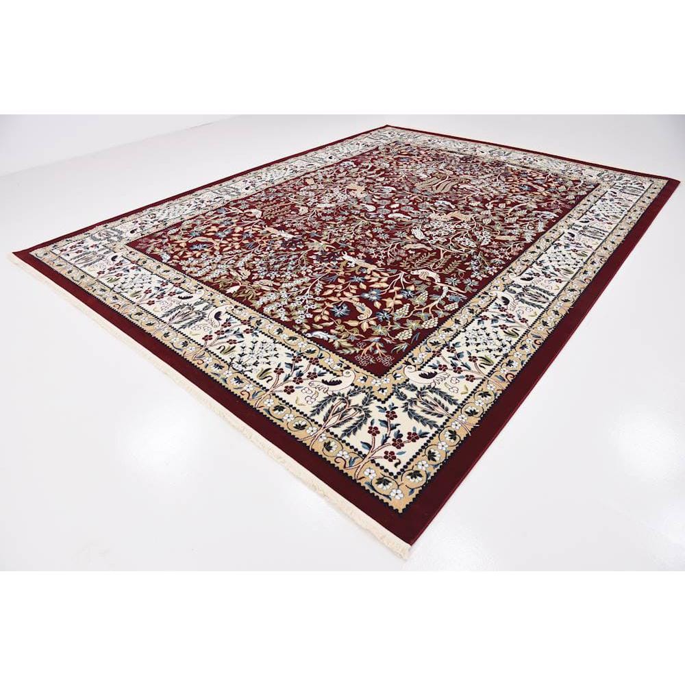 Burgundy Elegance 10' x 13' Stain-Resistant Synthetic Area Rug
