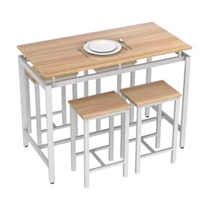 Haight 5-Piece Rectangle Wood Top Beige Counter Height Dining Table Set