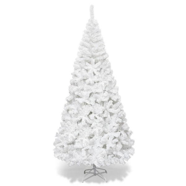 Costway 7 ft. White PVC Artificial Christmas Tree with Stand