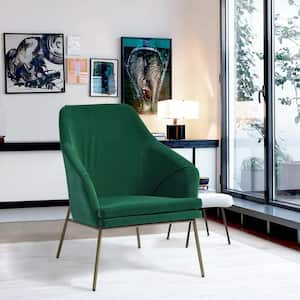 Lowry Green Velvet Upholstered Arm Accent Chair with Removable Cushion
