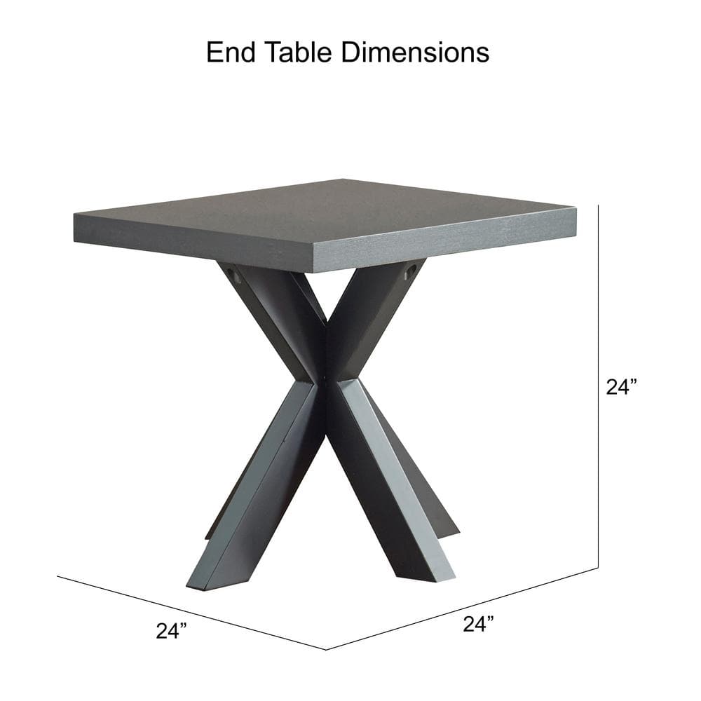 Transitional Black Wood 24" Square End Table