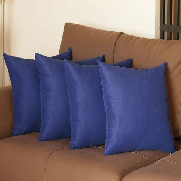MIKE & Co. NEW YORK Decorative Farmhouse Sapphire Blue 18 in. x 18 in. Square Solid Color Throw Pillow Set of 4