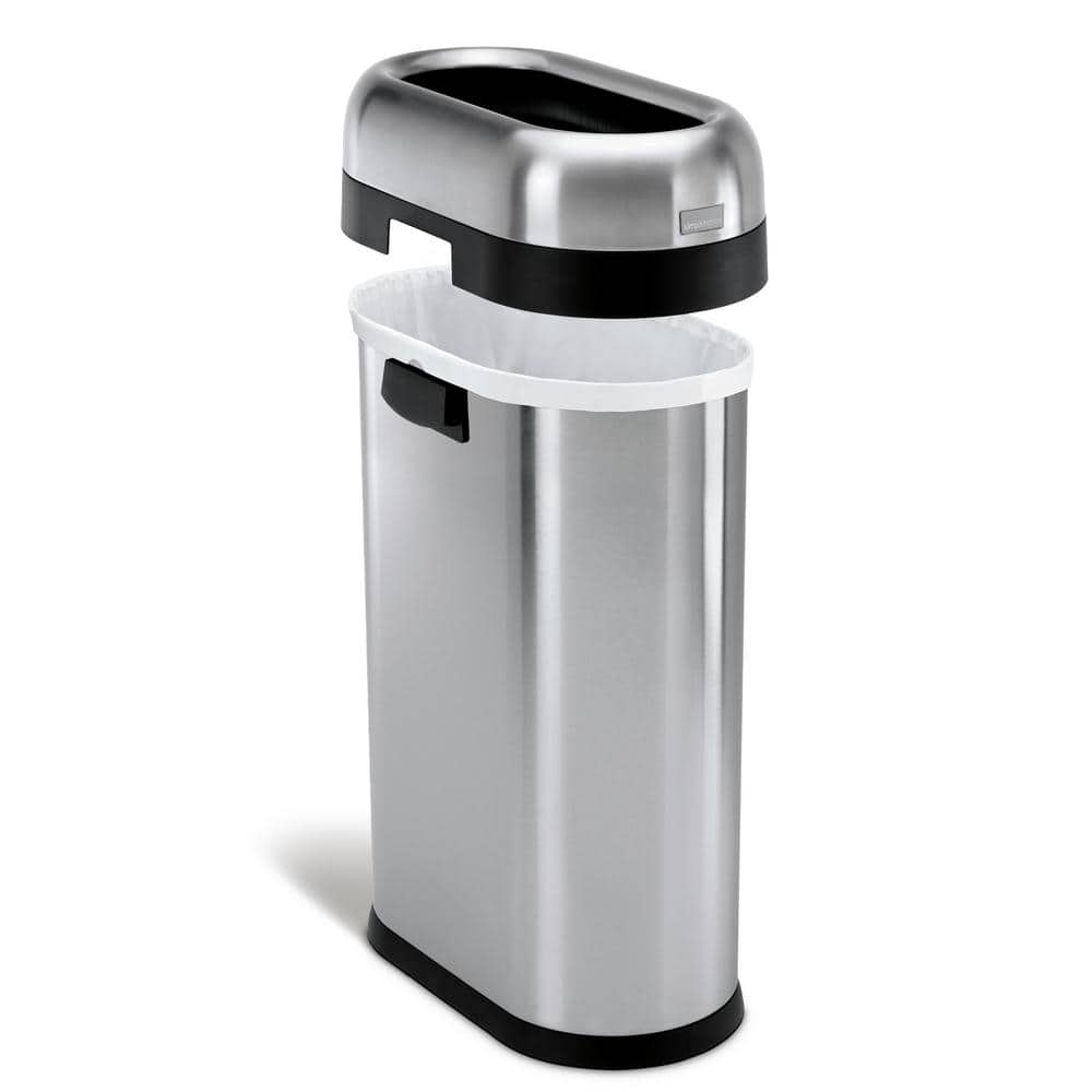 Slim Stainless Steel 13 Gallon Open Top Trash Can