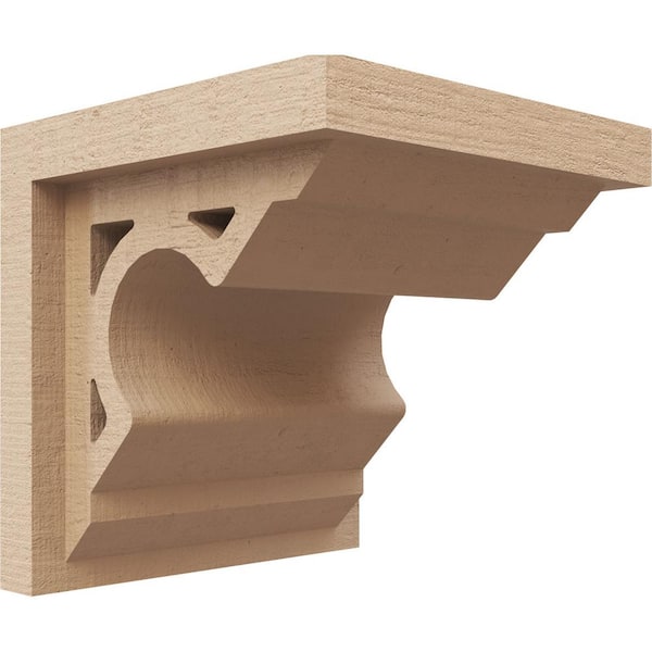 Ekena Millwork 6 in. x 6 in. x 6 in. Series 1 Wide Sheridan Rough Cedar Woodgrain Timberthane Polyurethane Corbel, Primed Tan
