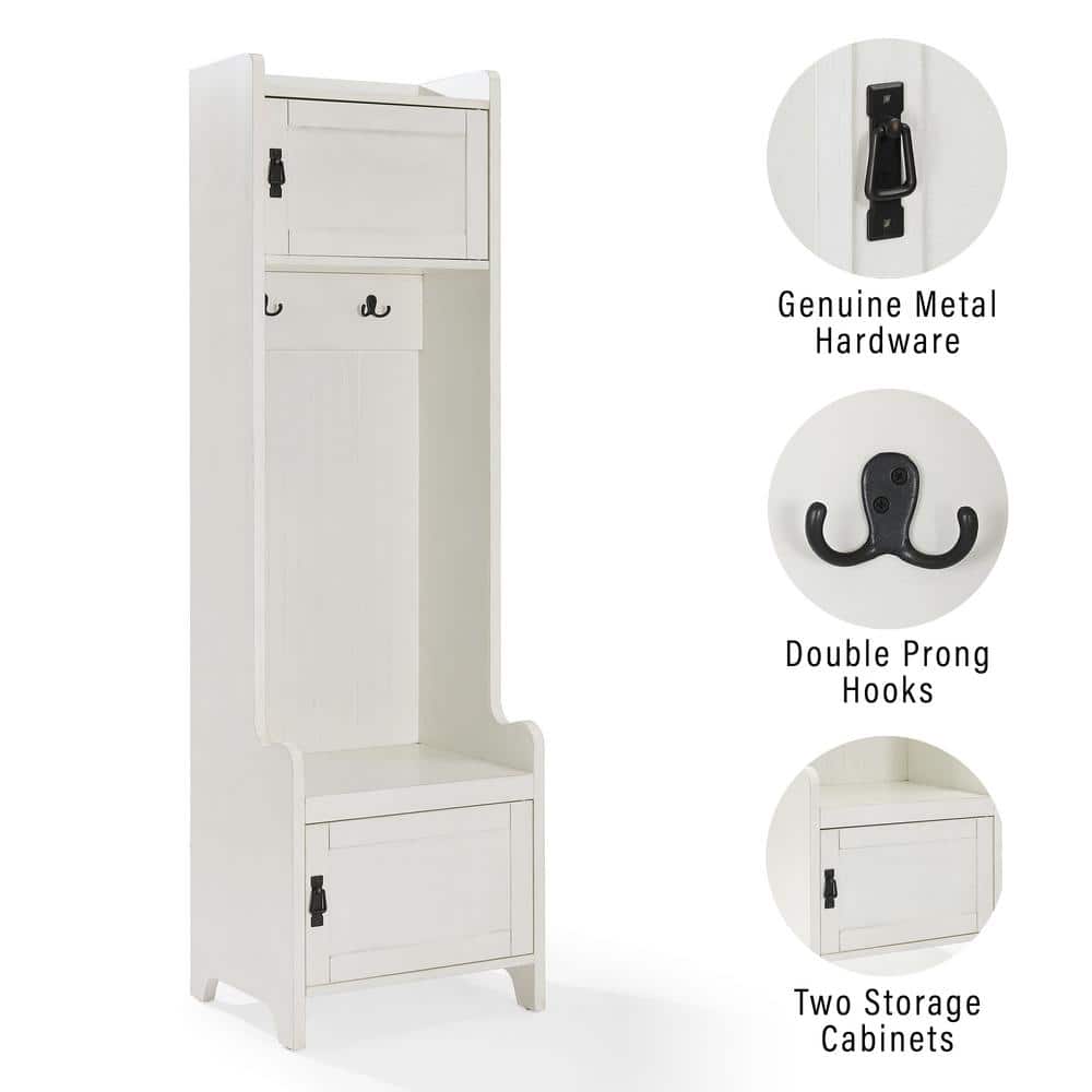 White Birch Hall Tree with Storage and Coat Rack