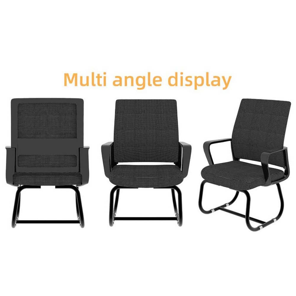 Black Metal Frame Modern Office Chair Upholstered Arm Chair Ergonomic Desk Chair Computer Chair for Home Office - Thumbnail 5