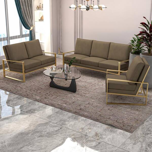 Modern Upholstered Corner Sofa Couch With 2 Removable Back Cushions Beige - View #4