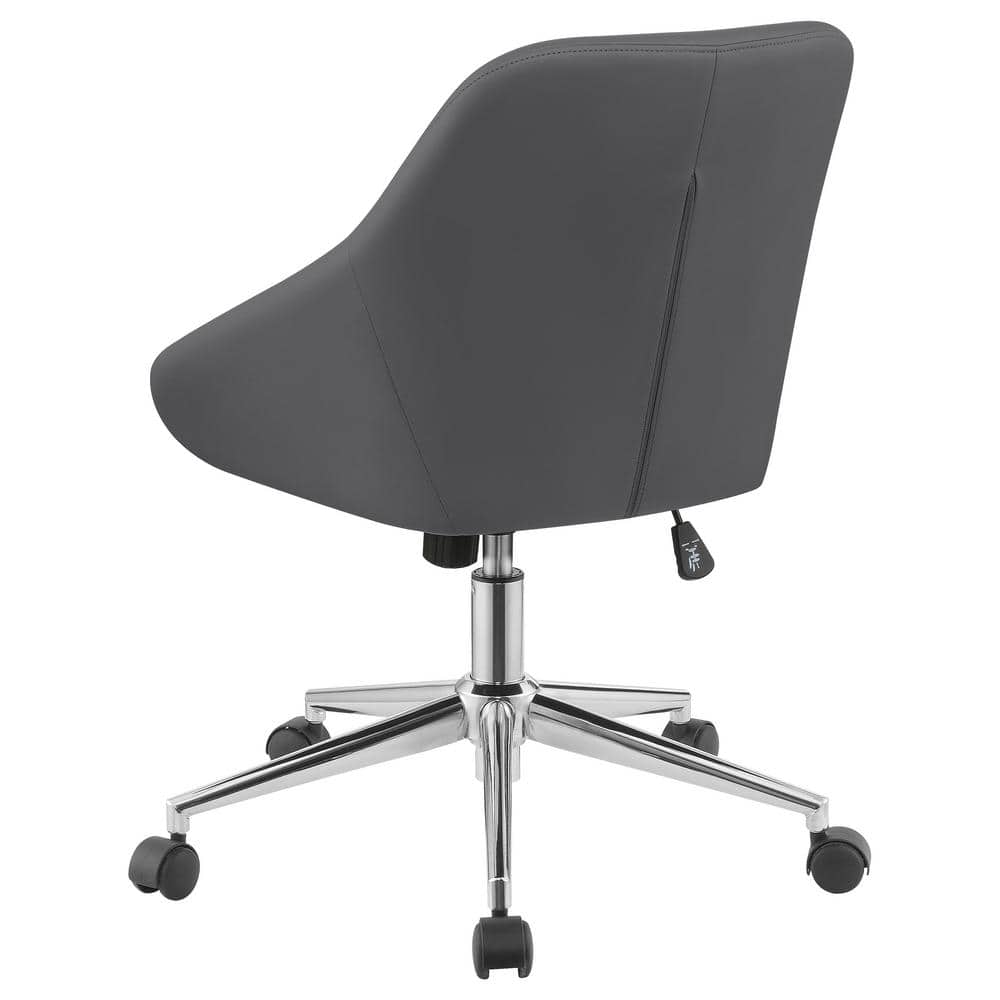 Gray Faux Leather Swivel Desk Chair with Chrome Base
