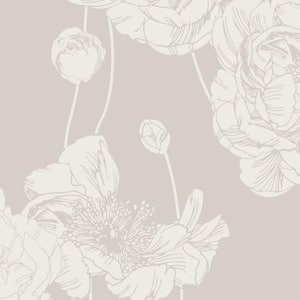 Peony Beige Peel and Stick Smooth Vinyl Wallpaper