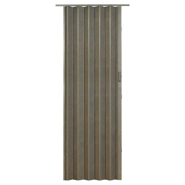 Spectrum Elite 48 in. W. x 96 in. Grey Linen Vinyl Accordion Door with Hardware included