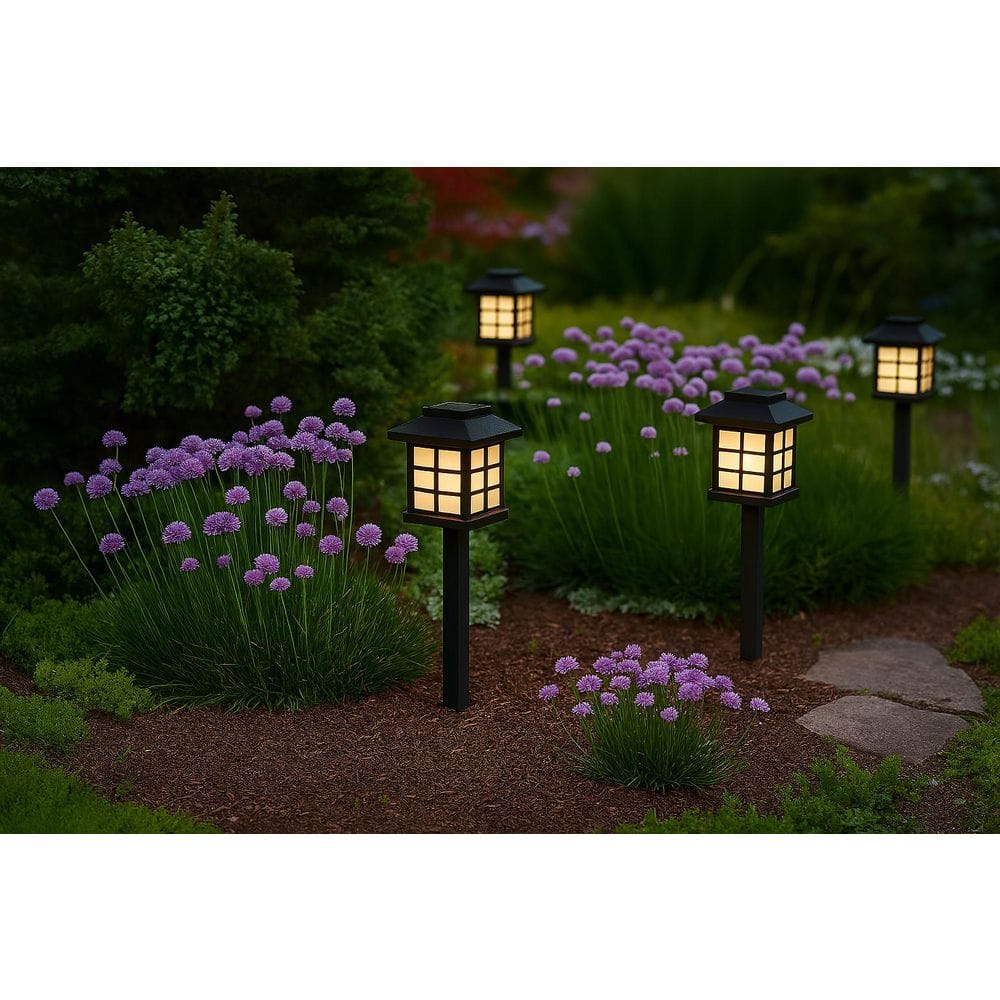 Black Warm White Integrated LED Weather Resistant Outdoor Solar Path Light with Plastic Lens (4-Pack) price history on PriceWatchPro