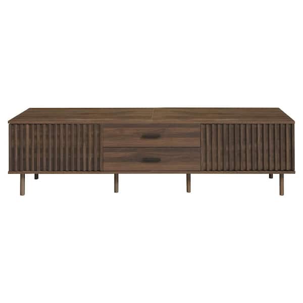 UOI Dark Brown TV Stand Entertainment Center Fits TVs up to 80 in