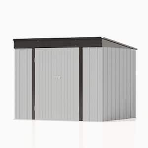8 ft. W x 6 ft. D New Designed Outdoor Storage White Metal Shed with Sloping Roof and Double Lockable Door (42 sq. ft.)