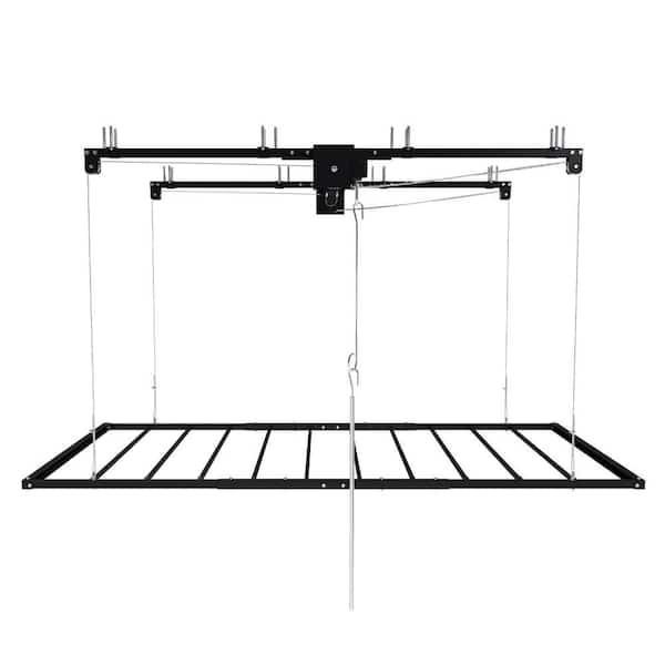 72.05 in. W x 143.7 in. H x 35.43 in. D Black Steel Adjustable Height Overhead Garage Storage with Safety Lock