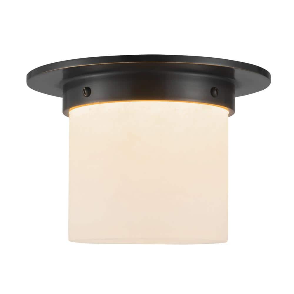 Mineral 8-in (6-in Height) Alabaster Cylinder Flush Mount with Urban Bronze Finish price history on PriceWatchPro