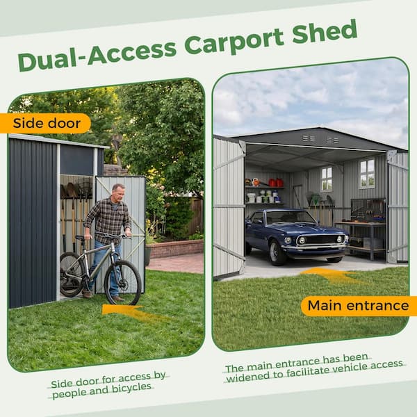 VIWAT 12 ft. W x 20 ft. D Metal Outdoor Storage Garden Tool Steel