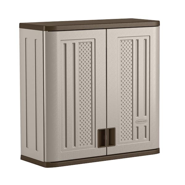 Suncast Resin 1-Shelf Wall Mounted Garage Cabinet in Platinum (30 in W x 30 in H x 12 in D)