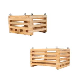 6 in. Square Wood Hanging Basket Twin Pack