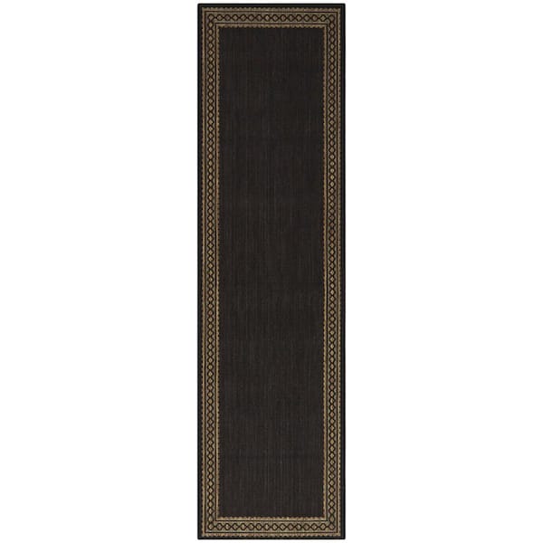 Hampton Bay Brown/Black 2 x Doormat 2 ft. x 7 ft. Area Rug