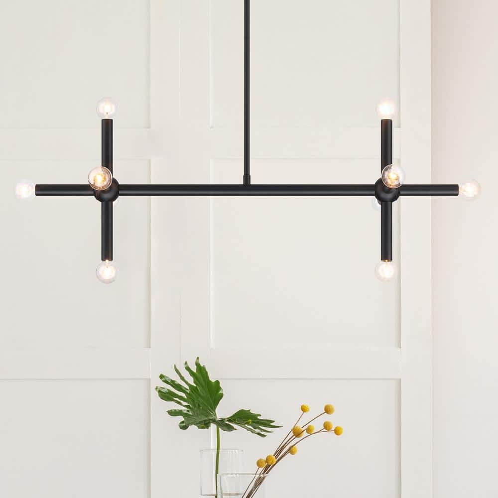 Crossroads 10-Light Matte Black Transitional Linear Chandelier for Kitchen Islands with No Bulbs Included price history on PriceWatchPro