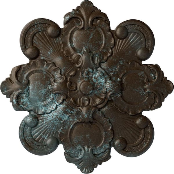 Ekena Millwork 18-1/8" x 1-1/4" Katheryn Urethane Ceiling Medallion, Hand-Painted Bronze Blue Patina